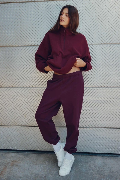 Ardene MADESOFT Fleece Baggy Sweatpants in Mahogany | Size | Polyester/Cotton | Eco-Conscious