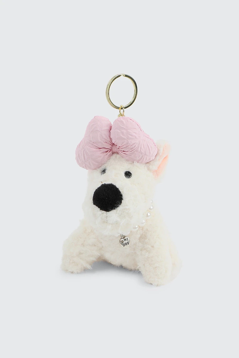 Ardene Plushie White Dog Charm