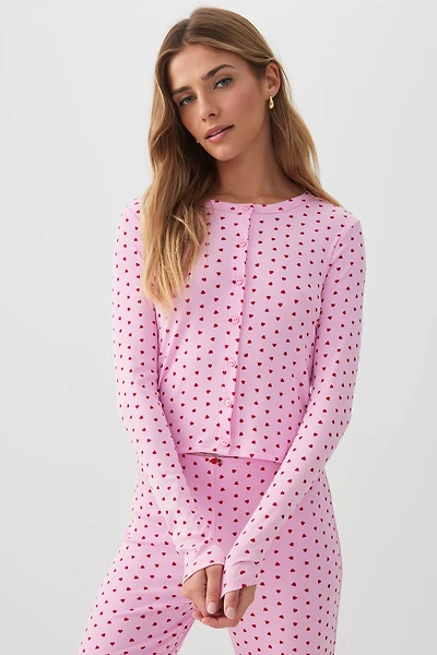 Ardene HUSHKNIT Rib Lounge Cardigan in Light Pink | Size | Polyester/Elastane | Eco-Conscious