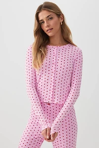 Ardene HUSHKNIT Rib Lounge Cardigan in Light Pink | Size | Polyester/Elastane | Eco-Conscious