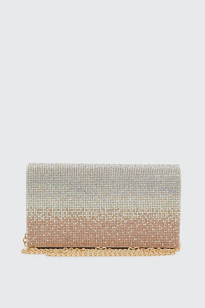 Ardene Ombre Rhinestone Clutch in Gold | Polyester