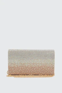 Ardene Ombre Rhinestone Clutch in Gold | Polyester