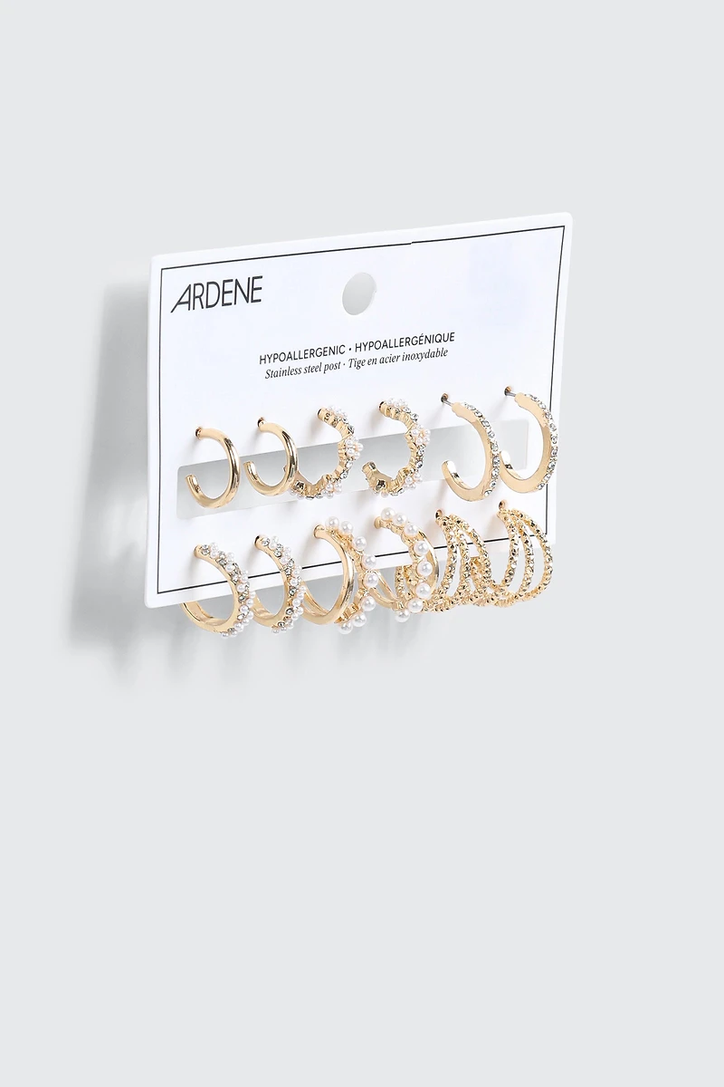 6 paires de boucles d'oreilles perlées