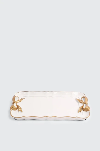 Ardene Vintage Inspired Tray with Bow Details in Off-White