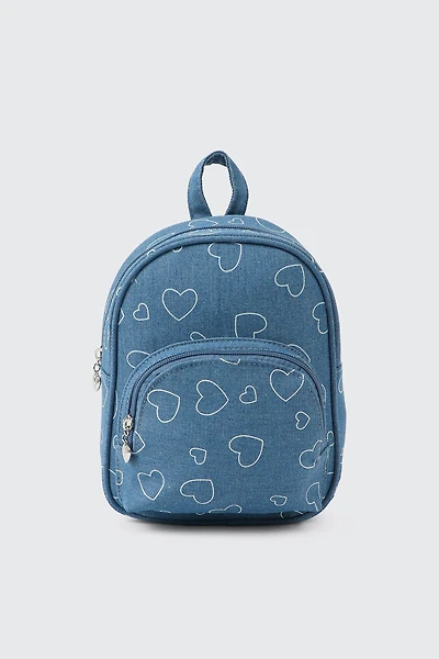 Ardene Kids Printed Backpack in Medium Blue | Polyester