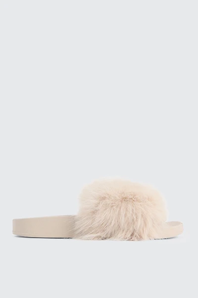 Ardene Faux Fur Slides in Beige | Size