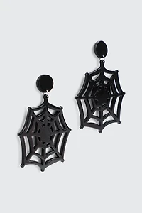 Ardene Spider Web Earrings in Black | Stainless Steel