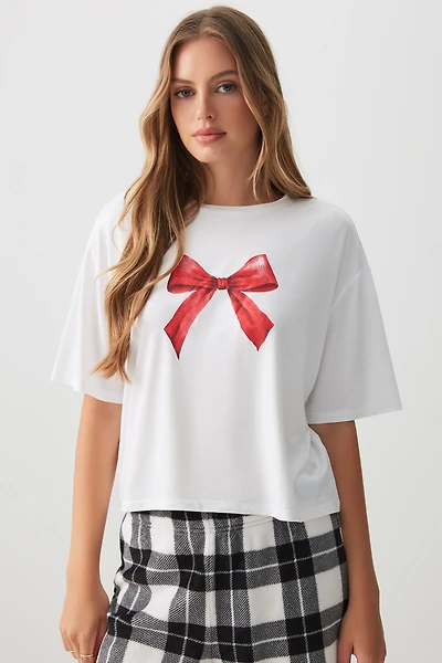 Ardene HUSHKNIT PJ Top in White | Size | Polyester/Elastane | Eco-Conscious