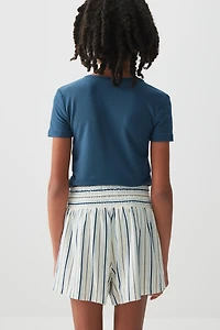 Short à taille smockée