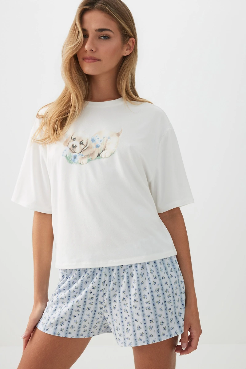 Ensemble pyjama coupe carrée en tissu HUSHKNIT