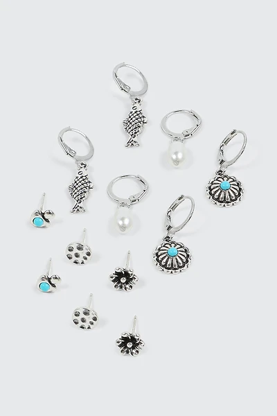 Lot de 6 paires de boucles d'oreilles