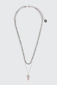 Ardene Two-Row Tennis Necklace with Ballet Slipper in Silver
