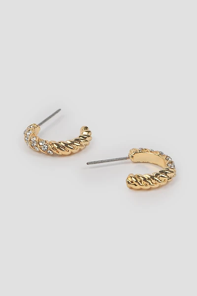 Ardene 14K Gold Plated Twisted Hoop Earrings | Stainless Steel