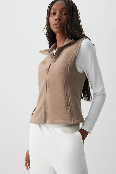 Ardene Polar Fleece Vest in Beige | Size XS | Polyester