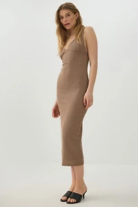 Robe midi en maille texturée