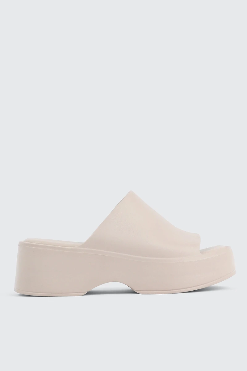 Ardene Square Toe Platform Slides in Beige | Size | Eco-Conscious