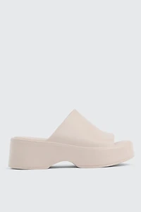 Ardene Square Toe Platform Slides in Beige | Size | Eco-Conscious