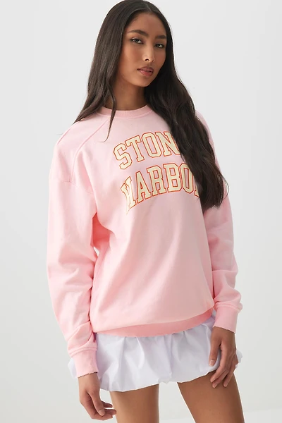 Ardene Destination Sweatshirt in Light Pink | Size | Polyester/Cotton | Fleece-Lined