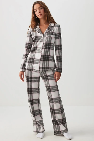 Ardene SNUGSOFT Classic PJ Set in Dark Grey | Size | Polyester | Eco-Conscious
