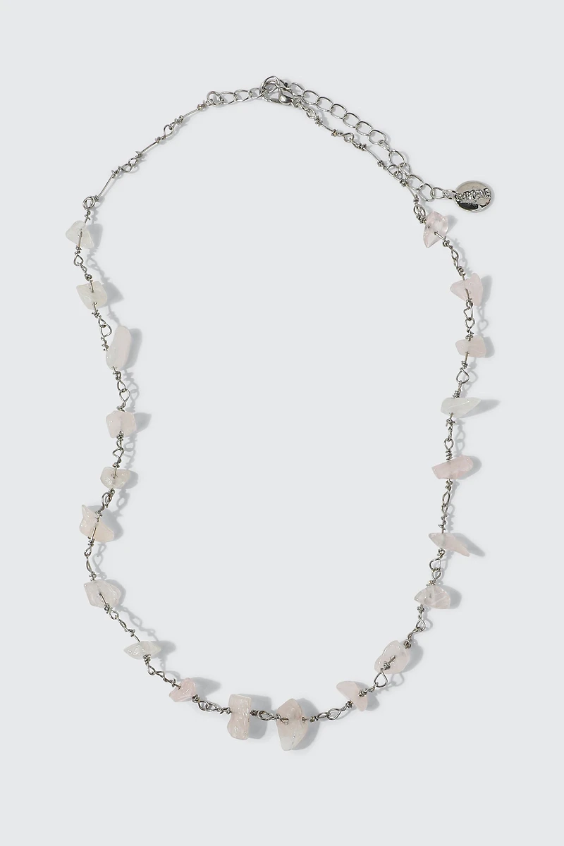 Ardene Necklace with Semi-Precious Stones in Light Pink