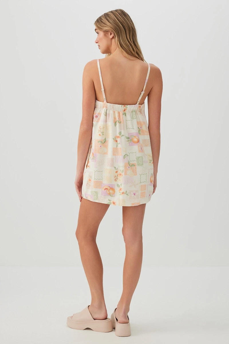 Combishort à encolure carrée en mélange de lin