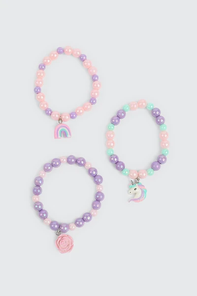 Ardene Kids 3-Pack Bracelets with Charms in Lilac
