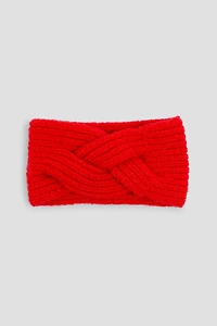 Ardene Braided Knit Headband in Red | Polyester/Elastane