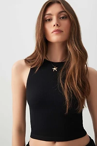 Ardene Basic High Neck Seamless Crop Tank Top in | Size | Nylon/Elastane