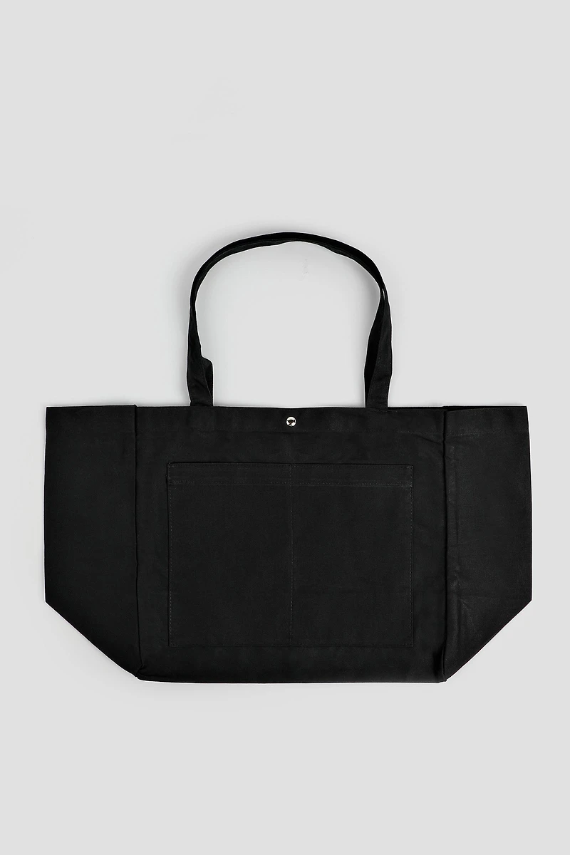 Ardene Large Canvas Tote Bag in Black | Polyester | Eco-Conscious