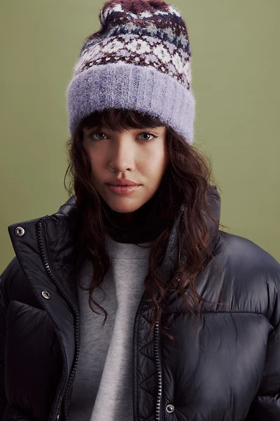 Ardene Fair Isle Beanie in Lilac | Polyester/Nylon/Spandex