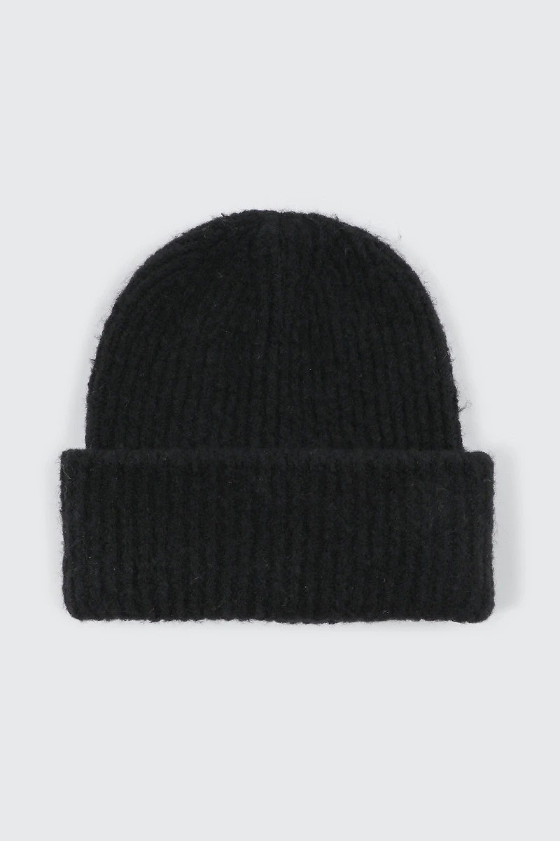 Ardene Chunky Knit Beanie in Black | Polyester/Nylon/Elastane
