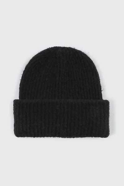 Ardene Chunky Knit Beanie in Black | Polyester/Nylon/Elastane