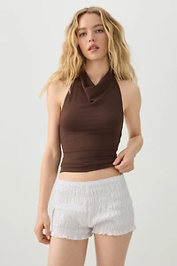 Short froncé à taille haute