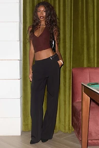 Ardene Belted Tailored Wide Leg Pants in Black | Size | Polyester/Spandex/Viscose