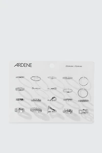 Ardene 20-Pack Assorted Rings in Silver | Size