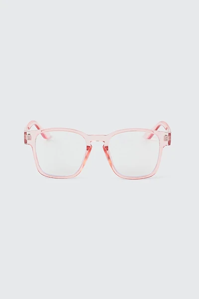 Ardene Blue Light Square Glasses in Light Pink