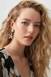 Ardene Starfish & Seashell Earrings in Silver | Stainless Steel