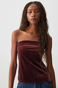 Ardene Velvet Tube Top in Burgundy | Size | Polyester/Spandex