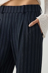 Pantalon plissé à taille élastique et jambe large