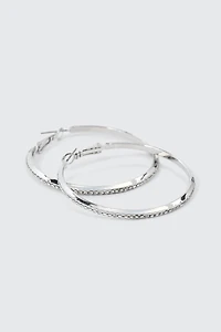 Ardene Embellished Hoop Earrings in Silver | Stainless Steel