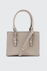 Ardene Tote Bag with Buckles in Beige | Faux Leather/Polyester | Eco-Conscious