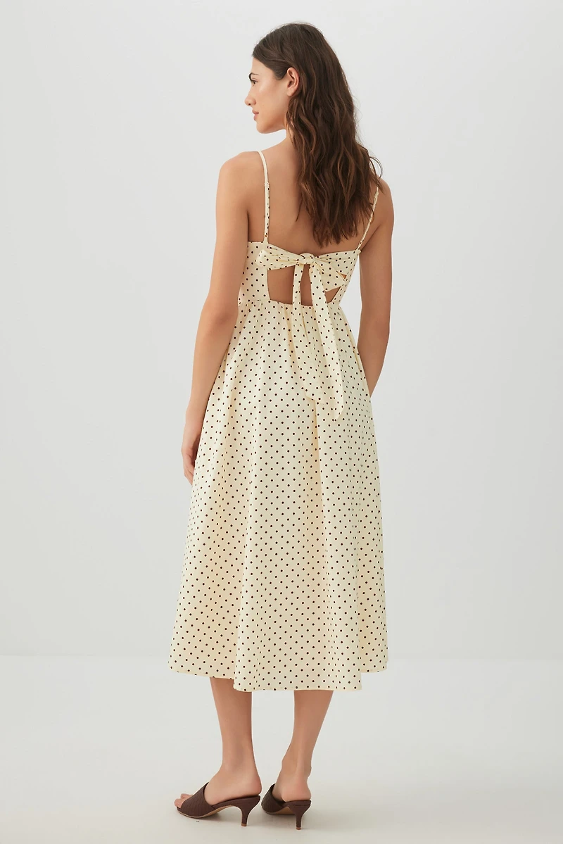 Robe midi à encolure cœur en popeline