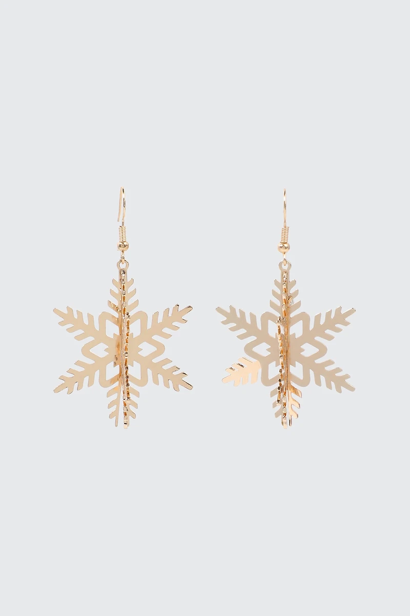 Ardene Snow flake Earrings in Gold | Stainless Steel