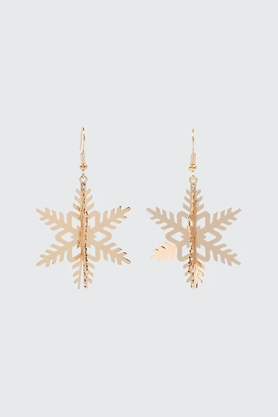 Ardene Snow flake Earrings in Gold | Stainless Steel