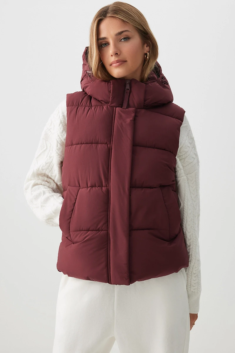 Ardene The Everyday Puff Vest in Crimson | Size | Polyester