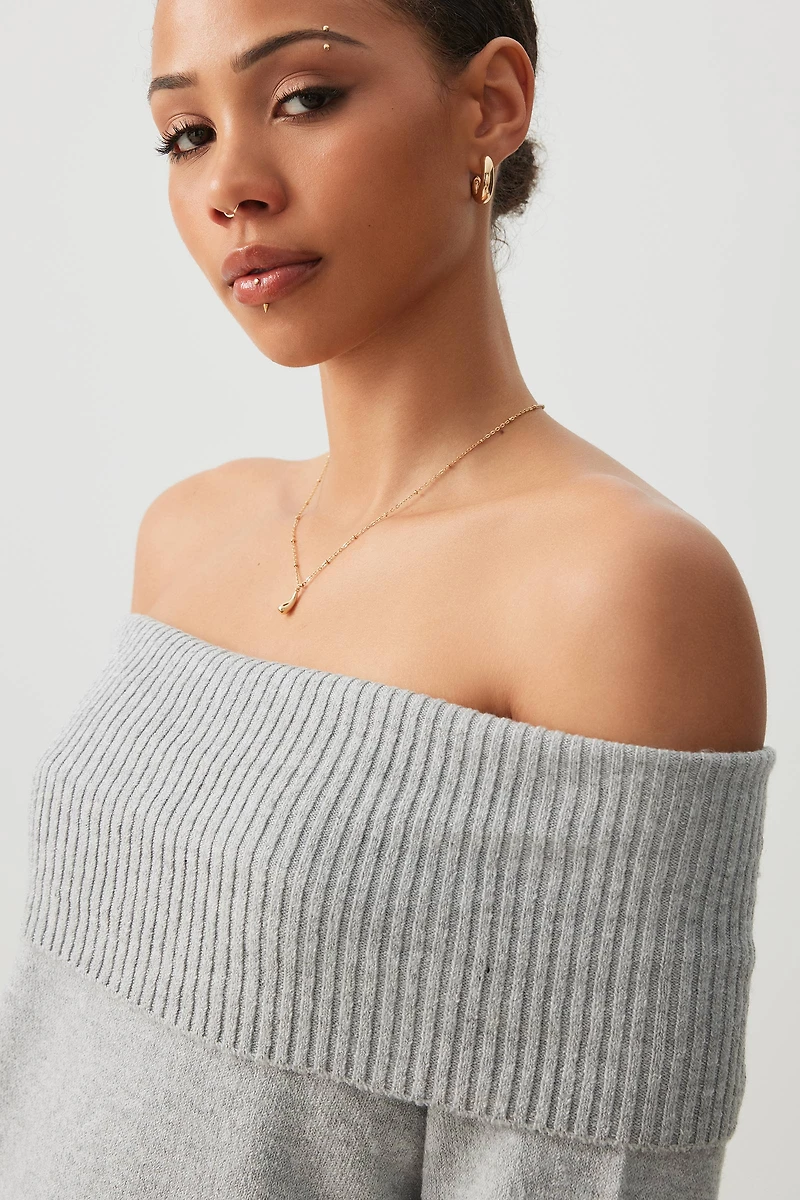Chandail à épaules dénudées et col replié