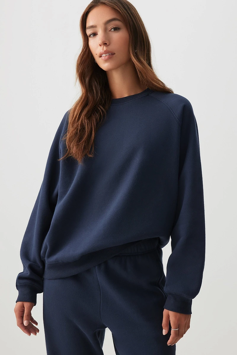 Ardene MADESOFT Fleece Raglan Crew Neck Sweatshirt in Blueberry | Size | Polyester/Cotton | Eco-Conscious