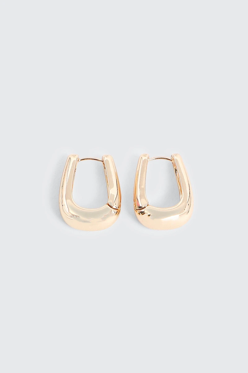 Ardene Rectangular Hoop Earrings in Gold | Stainless Steel