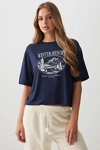 Ardene HUSHKNIT PJ Top in Dark Blue | Size | Polyester/Elastane | Eco-Conscious