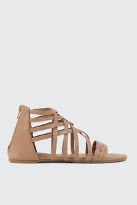 Ardene Gladiator Sandals in Beige | Size 10 | Faux Leather | Eco-Conscious